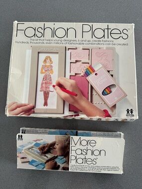 Vintage 1978 Tomy Fashion Plates Design Sets - No. 2502 and 2510
